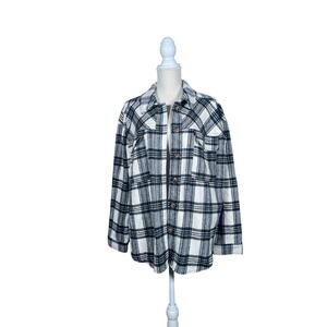 LA Hearts Shirt Women’s M/L Black/White Flannel Heavy Duty Collared Pockets LS